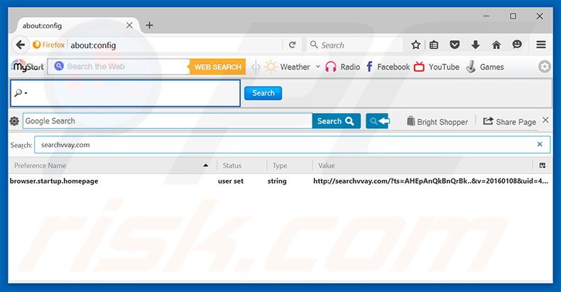 Removendo a página inicial searchvvay.com e motor de busca padrão do Mozilla Firefox