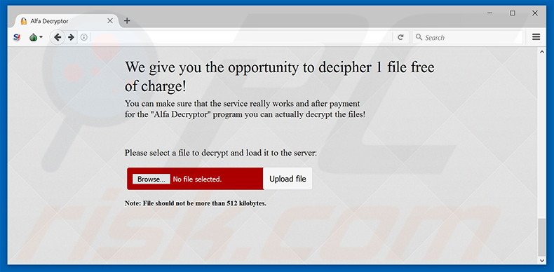 Alpha ransomware desencriptar 1 ficheiro gratuitamente