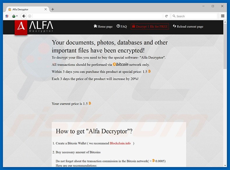 Website do ransomware Alpha