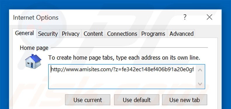 Removendo a página inicial amisites.com do Internet Explorer