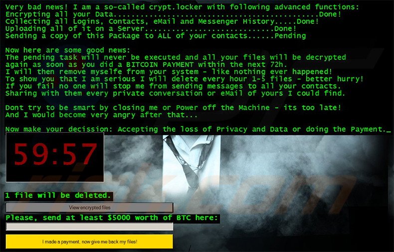 Instruções de desencriptação de Crypt.Locker