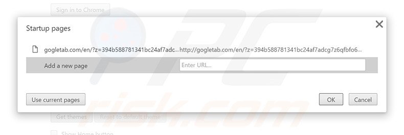 Removendo a página inicial gogletab.com do Google Chrome
