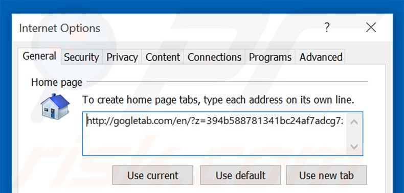 Removendo a página inicial gogletab.com do Internet Explorer