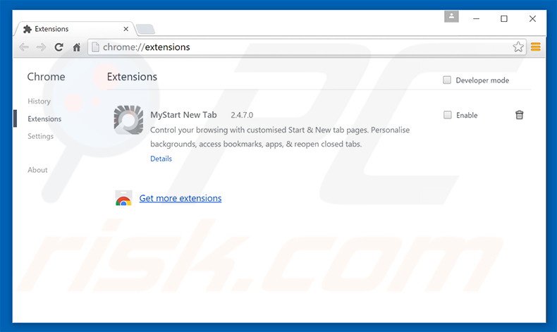 Removendo as extensões relacionadas a search.mediatab.tv do Google Chrome