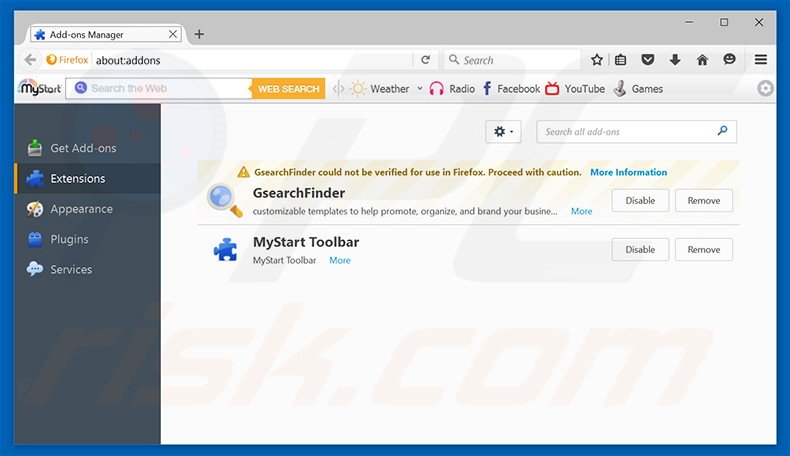 Removendo as extensões relacionadas a navsmart.info do Mozilla Firefox