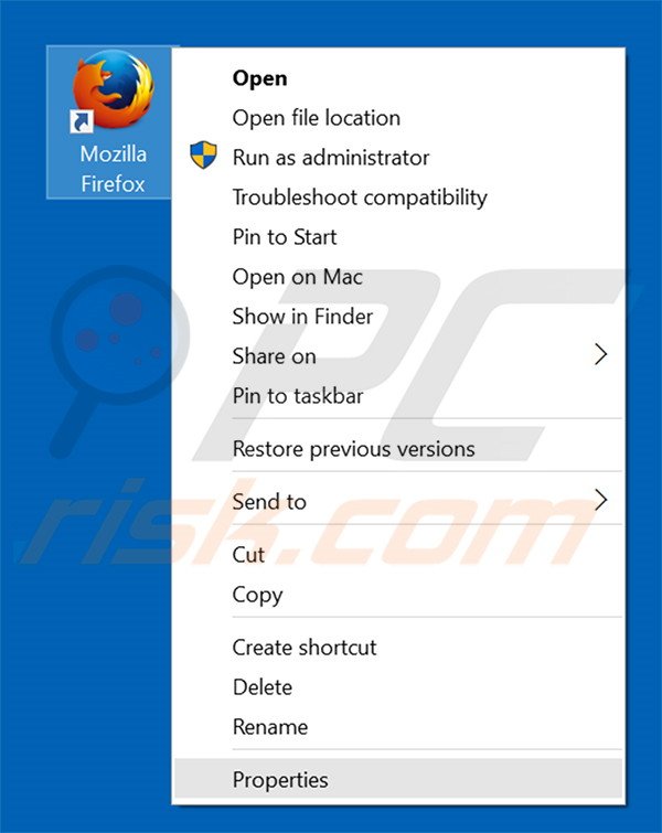 Removendo nuesearch.com do atalho do Mozilla Firefox passo 1
