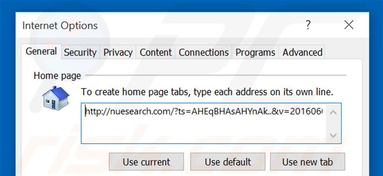 Removendo a página inicial nuesearch.com do Internet Explorer