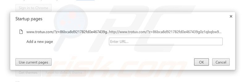 Removendo a página inicial trotux.com do Google Chrome