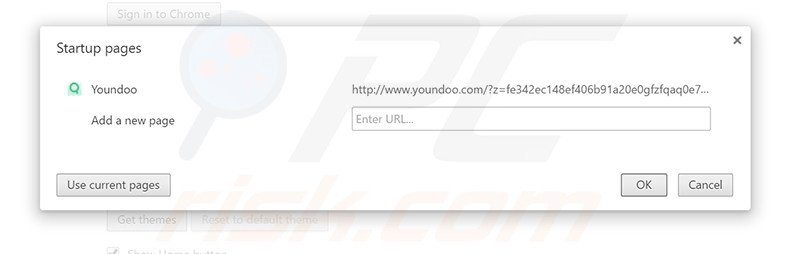 Removendo a página inicial youndoo.com do Google Chrome