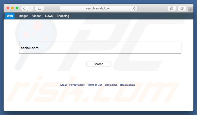 sequestrador de navegador search.arcahol.com num computador Mac