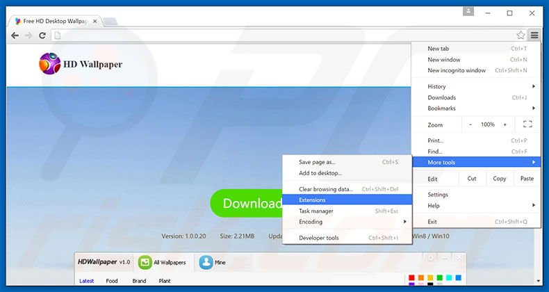 Removendo os anúncios HDWallpaper do Google Chrome passo 1