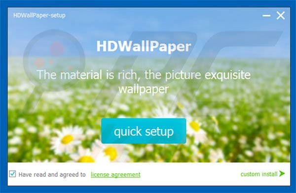 Configurador do instalador oficial do adware HDWallpaper
