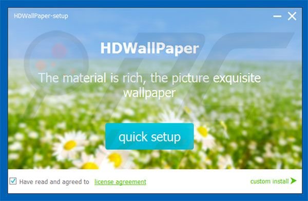 Configurador do instalador oficial do adware HDWallpaper