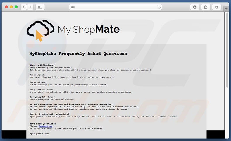 Perguntas Frequentes do website My ShopMate