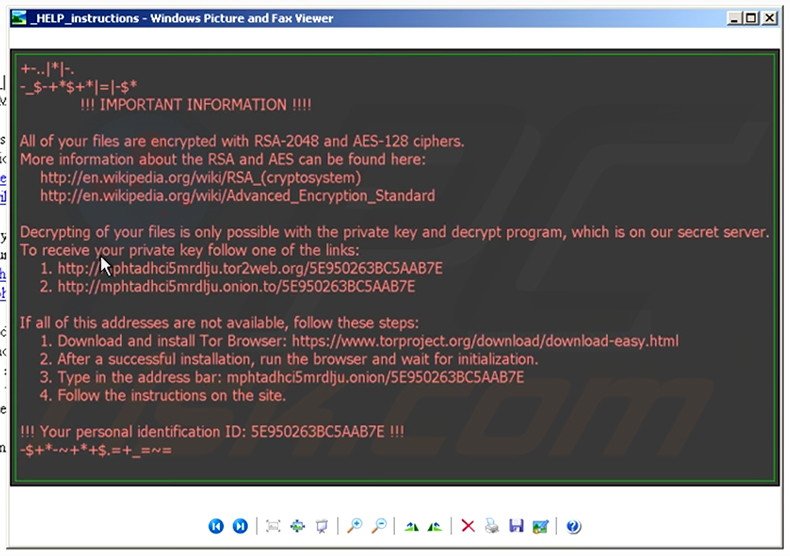 Ficheiro html do ransomware Zepto