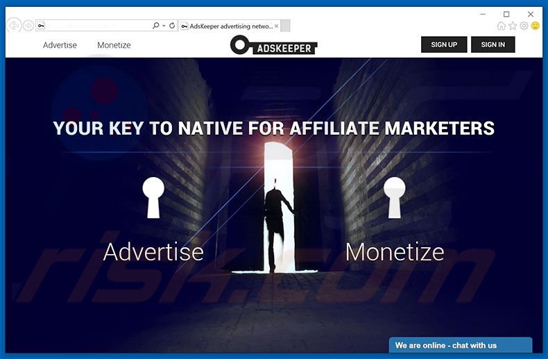 Site da rede de publicidade de AdsKeeper