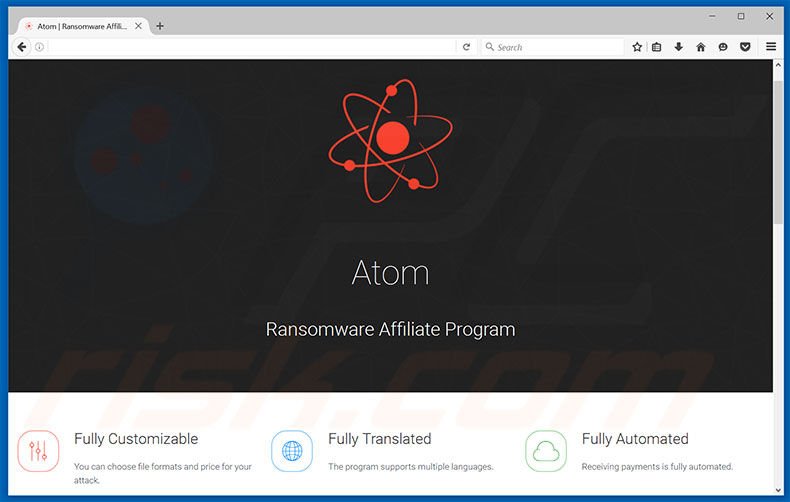 Website do ransomware Atom