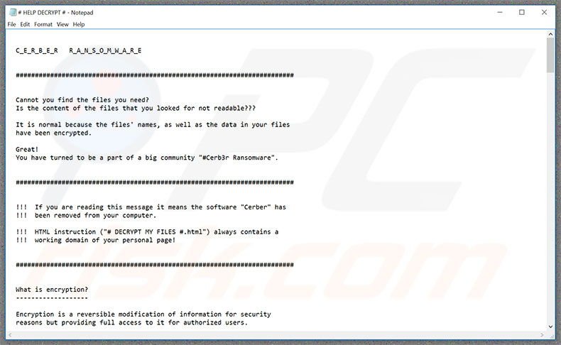 Ficheiro de texto do ransomware Cerber3