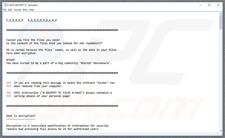 Ficheiro de texto do ransomware Cerber3