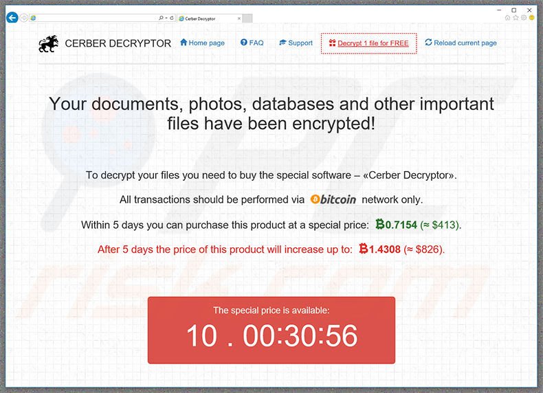 Website do ransomware Cerber3