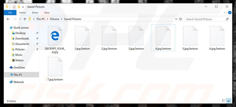 Ficheiros encriptados pelo ransomware Fantom