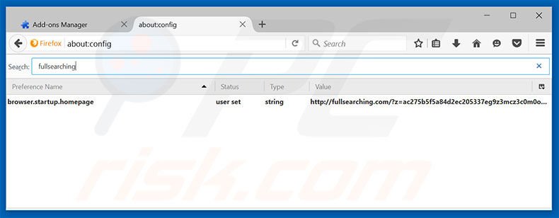Removendo a página inicial fullsearching.com e motor de busca padrão do Mozilla Firefox