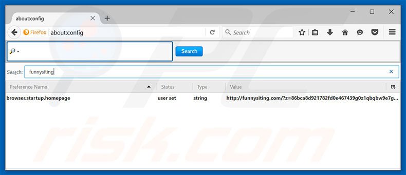 Removendo a página inicial funnysiting.com e motor de busca padrão do Mozilla Firefox