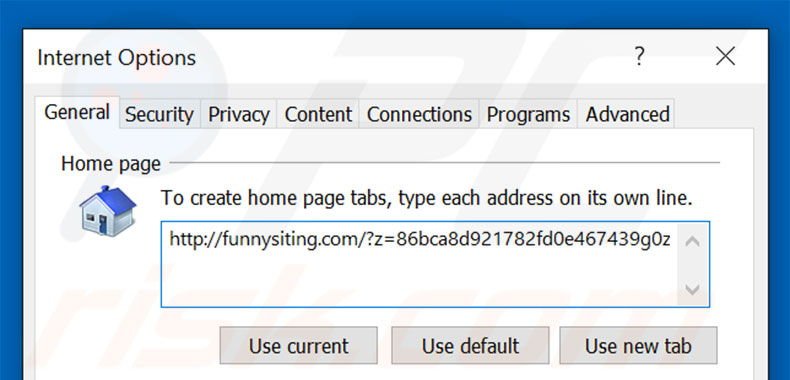 Removendo a página inicial funnysiting.com do Internet Explorer