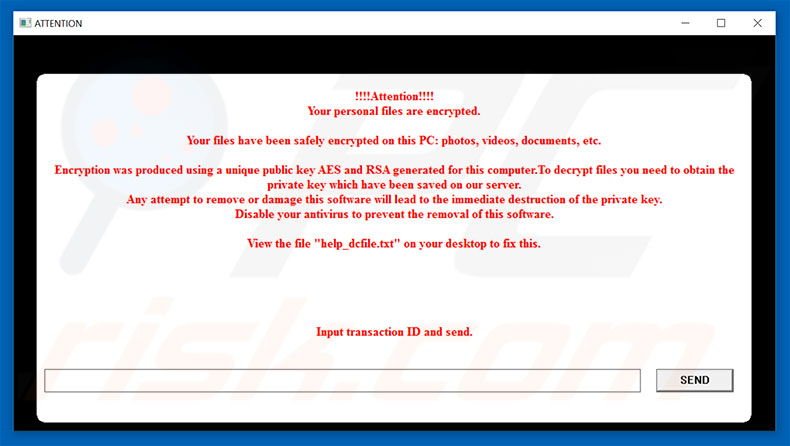 Instruções de desencriptação de help_dcfile