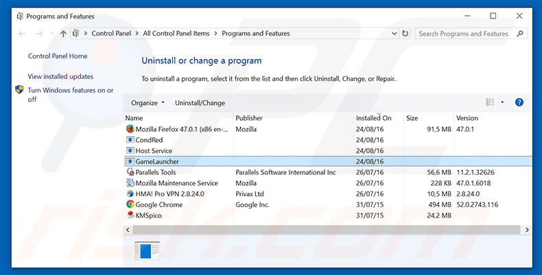 O adware 'Ad by netutils' desinstalam via Painel de Controlo