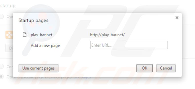 Removendo a página inicial play-bar.net do Google Chrome