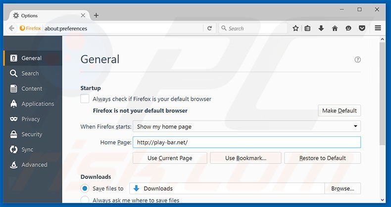 Removendo a página inicial play-bar.net do Mozilla Firefox