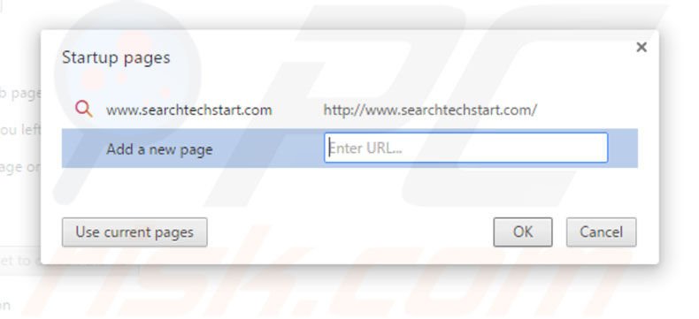 Removendo a página inicial searchtechstart.com do Google Chrome