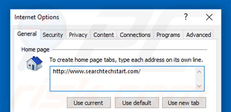  Removendo a página inicial searchtechstart.com do Internet Explorer