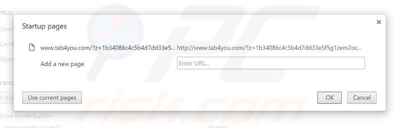 Removendo a página inicial tab4you.com do Google Chrome