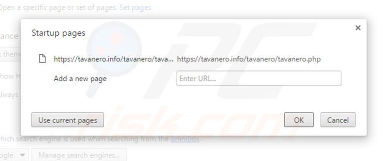 Removendo a página inicial tavanero.info do Google Chrome