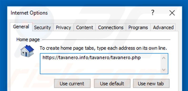 Removendo a página inicial tavanero.info do Internet Explorer