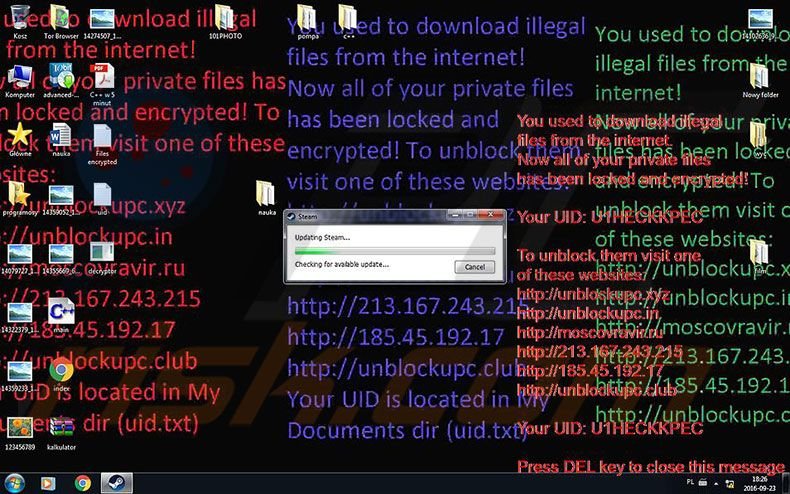 Fundo do ambiente de trabalho atualizado do ransomware Unblockupc