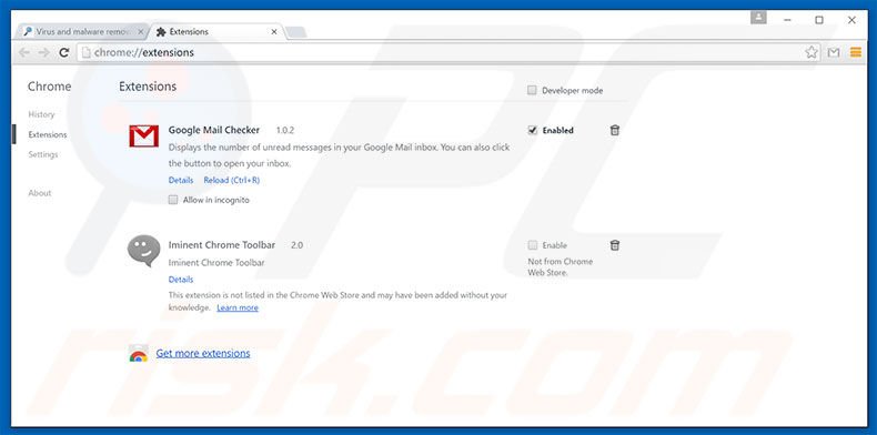 Removendo os anúncios VidSqaure do Google Chrome passo 2