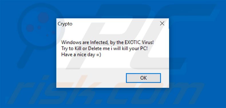 Pop-up do ransomware Exotic