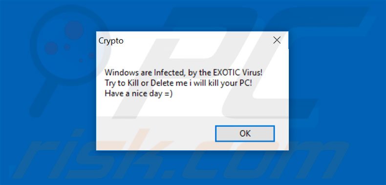 Pop-up do ransomware Exotic