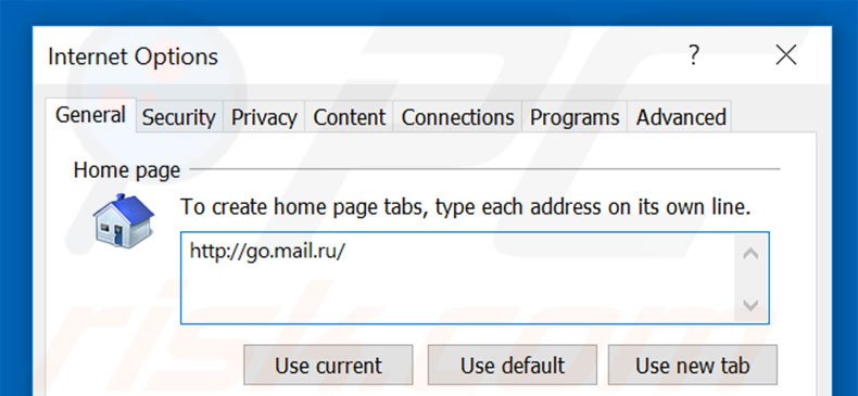 Removendo a página inicial go.mail.ru do Internet Explorer