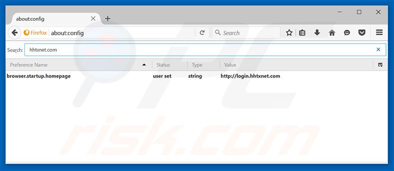 Removendo a página inicial login.hhtxnet.com e motor de busca padrão do Mozilla Firefox