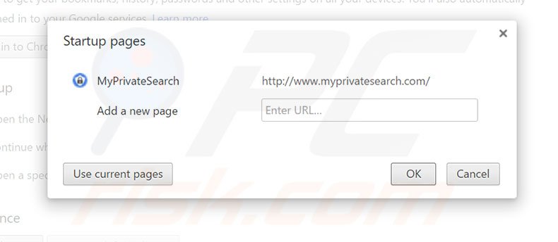 Removendo myprivatesearch.com da página inicial do Google Chrome