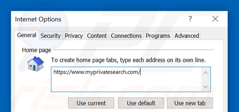 Removendo myprivatesearch.com da página inicial do Internet Explorer