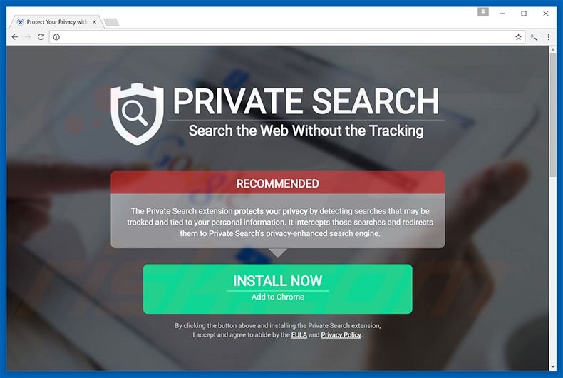 Site que promove o myprivatesearch.com