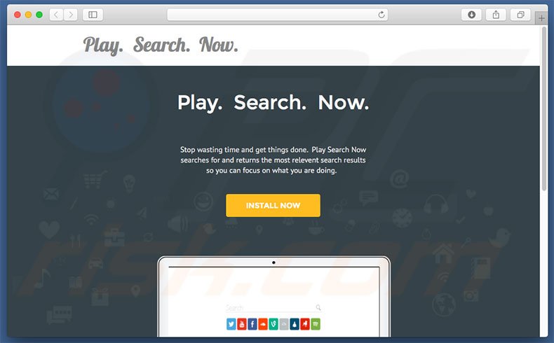 Site fraudulento usado para promover search.playsearchnow.com