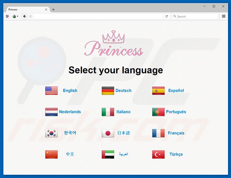 Website do ransomware Princess