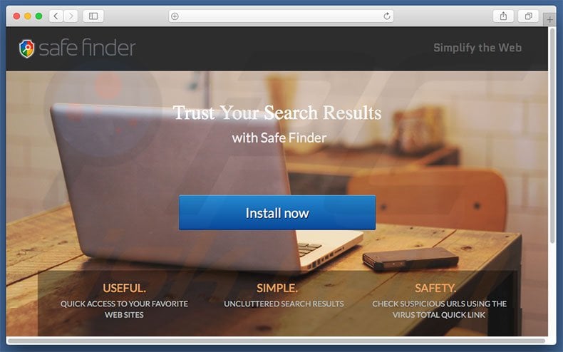 Website fraudulento usado para promover search.safefinderformac.com