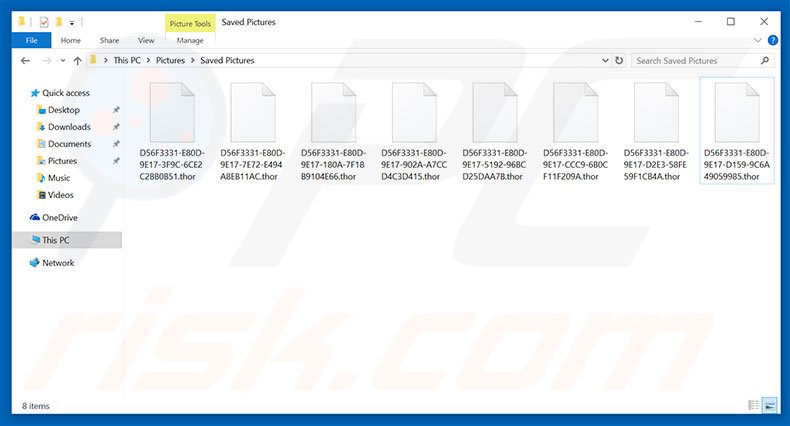 O ransomware *.thor a encriptar os ficheiros da vítima